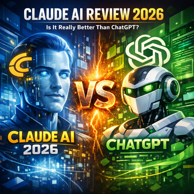 Claude AI logo versus ChatGPT logo side-by-side comparison for 2026 review